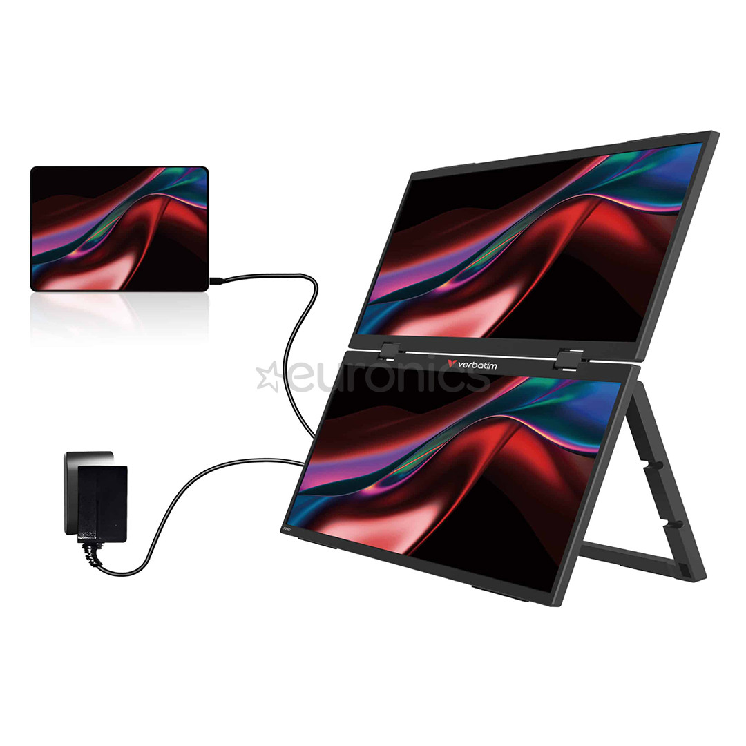 Verbatim Dual Portable Monitor, 15.6'', FullHD, IPS, 60 Hz, USB-C, hall - Monitor