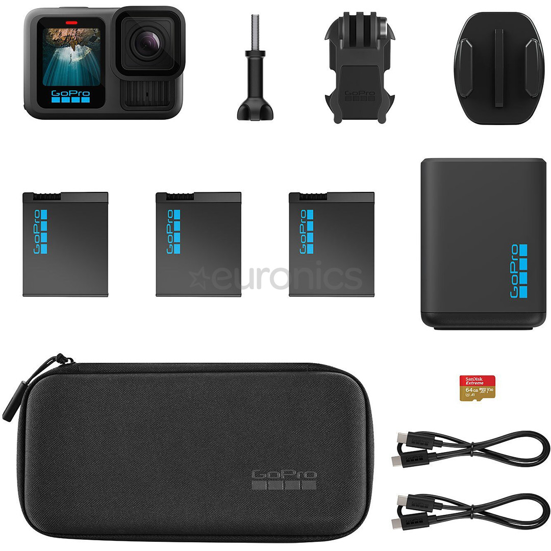 GoPro Hero13 Black Extended Power Bundle, must - Seikluskaamera