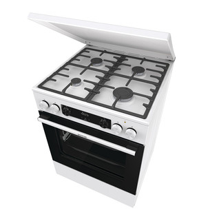 Gorenje, 71 L, laius 60 cm, valge - Gaasipliit elektriahjuga