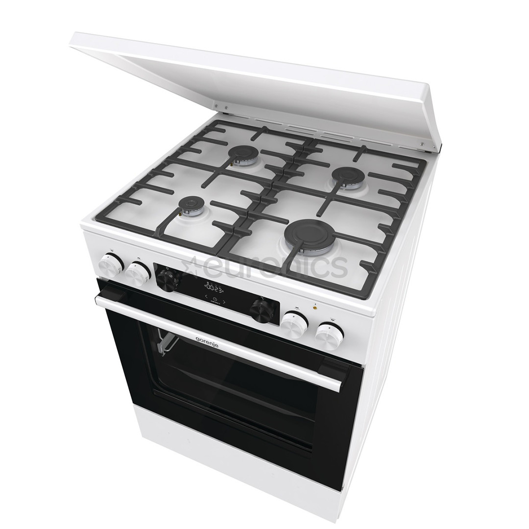 Gorenje, 71 L, laius 60 cm, valge - Gaasipliit elektriahjuga