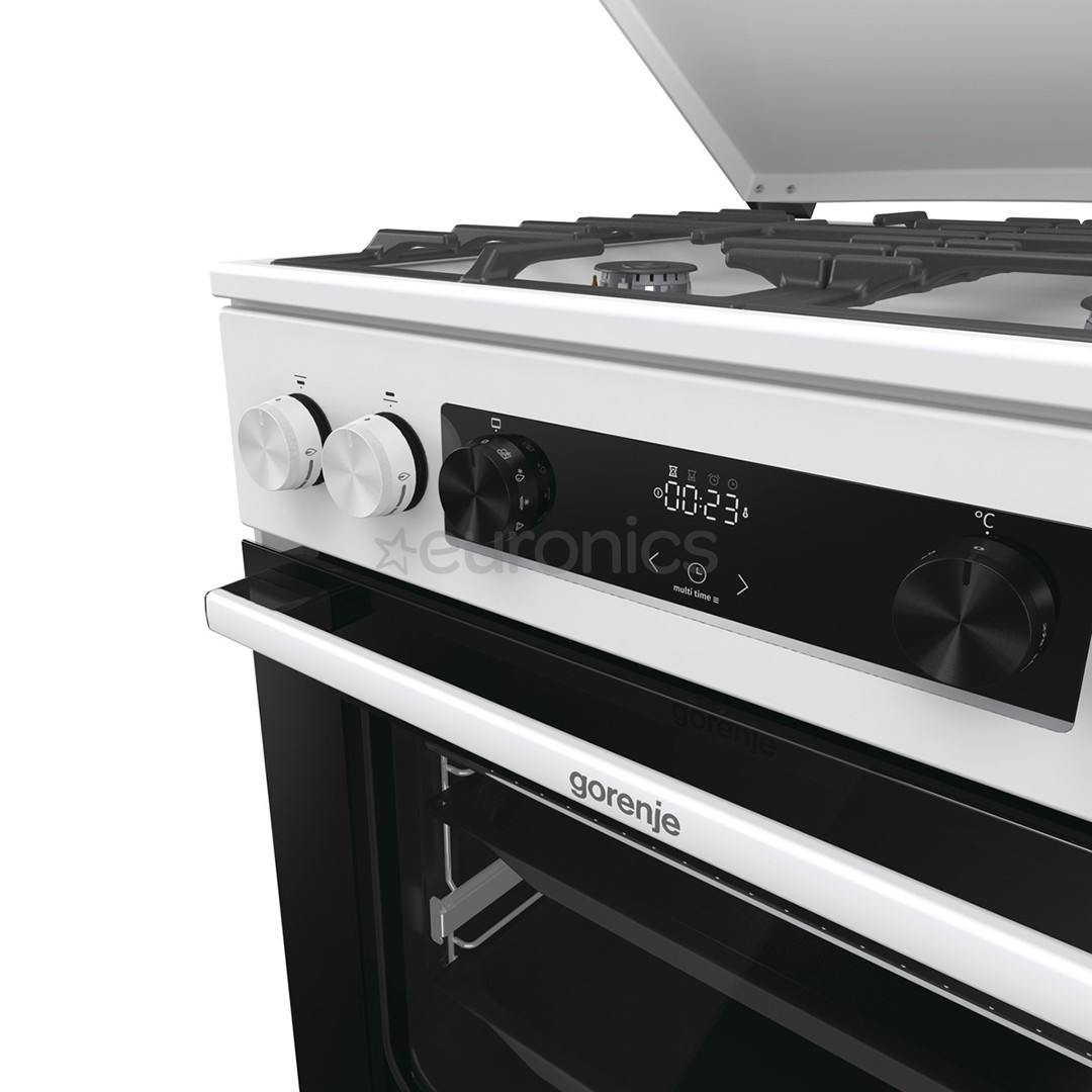 Gorenje, 71 L, laius 60 cm, valge - Gaasipliit elektriahjuga