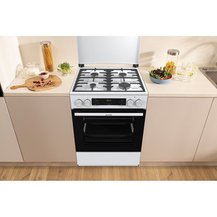 Gorenje, 71 L, laius 60 cm, valge - Gaasipliit elektriahjuga
