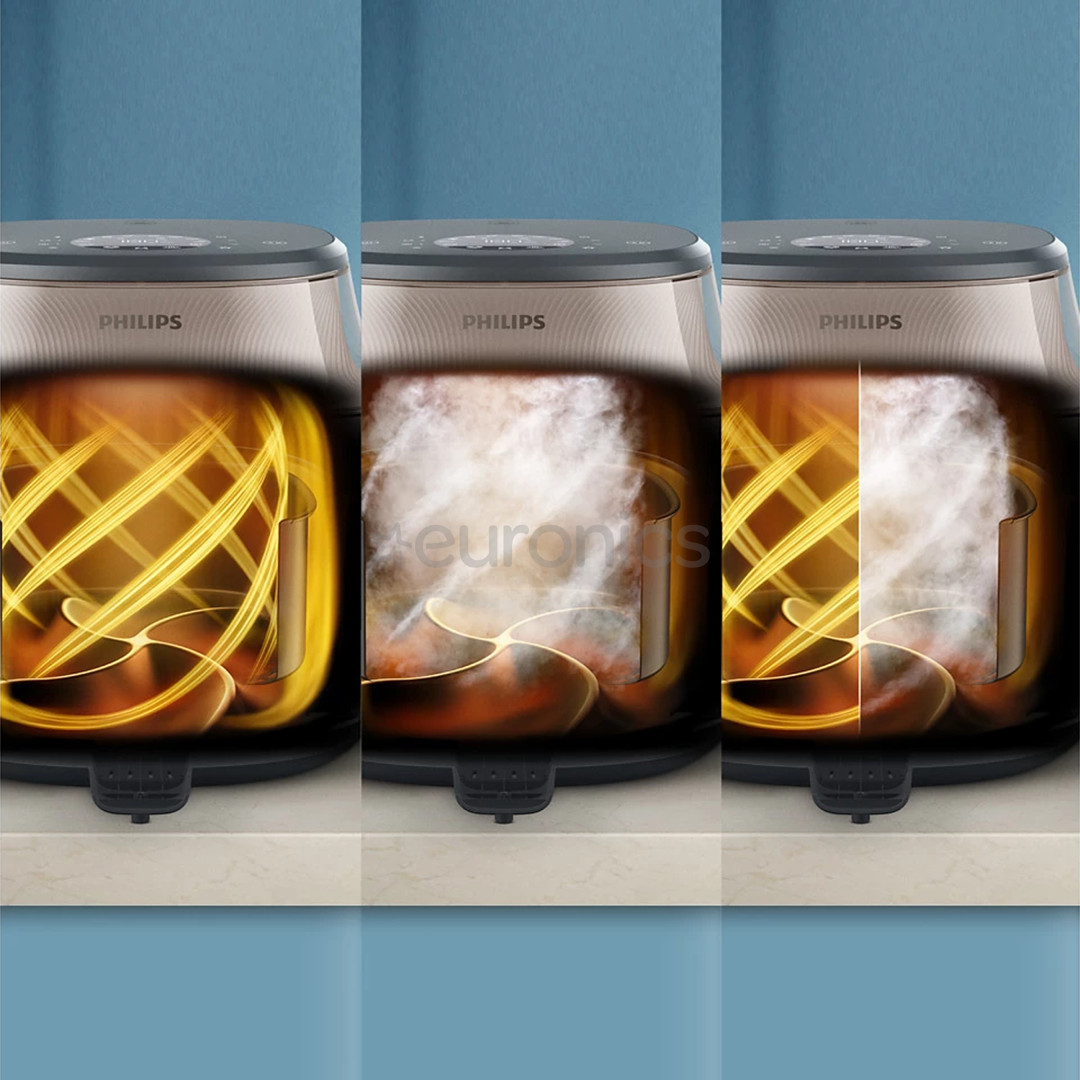 Philips 5000 Series, 7.2 L, 2000 W, aurufunktsioon, kuldne/must - Kuumaõhufritüür