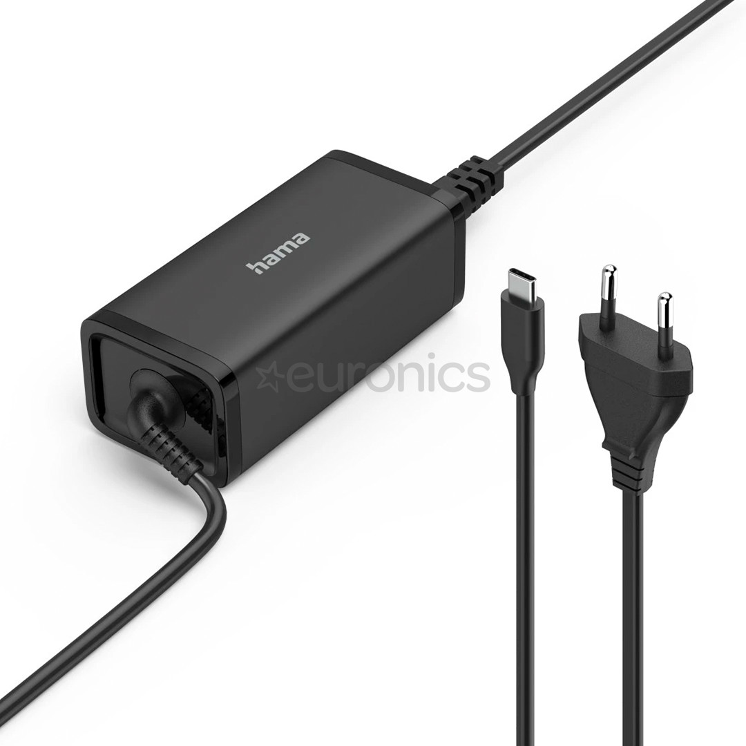 Hama Universal USB-C Notebook Power Adapter, GaN, USB-C, PD  5-20V/100W, black - Charger