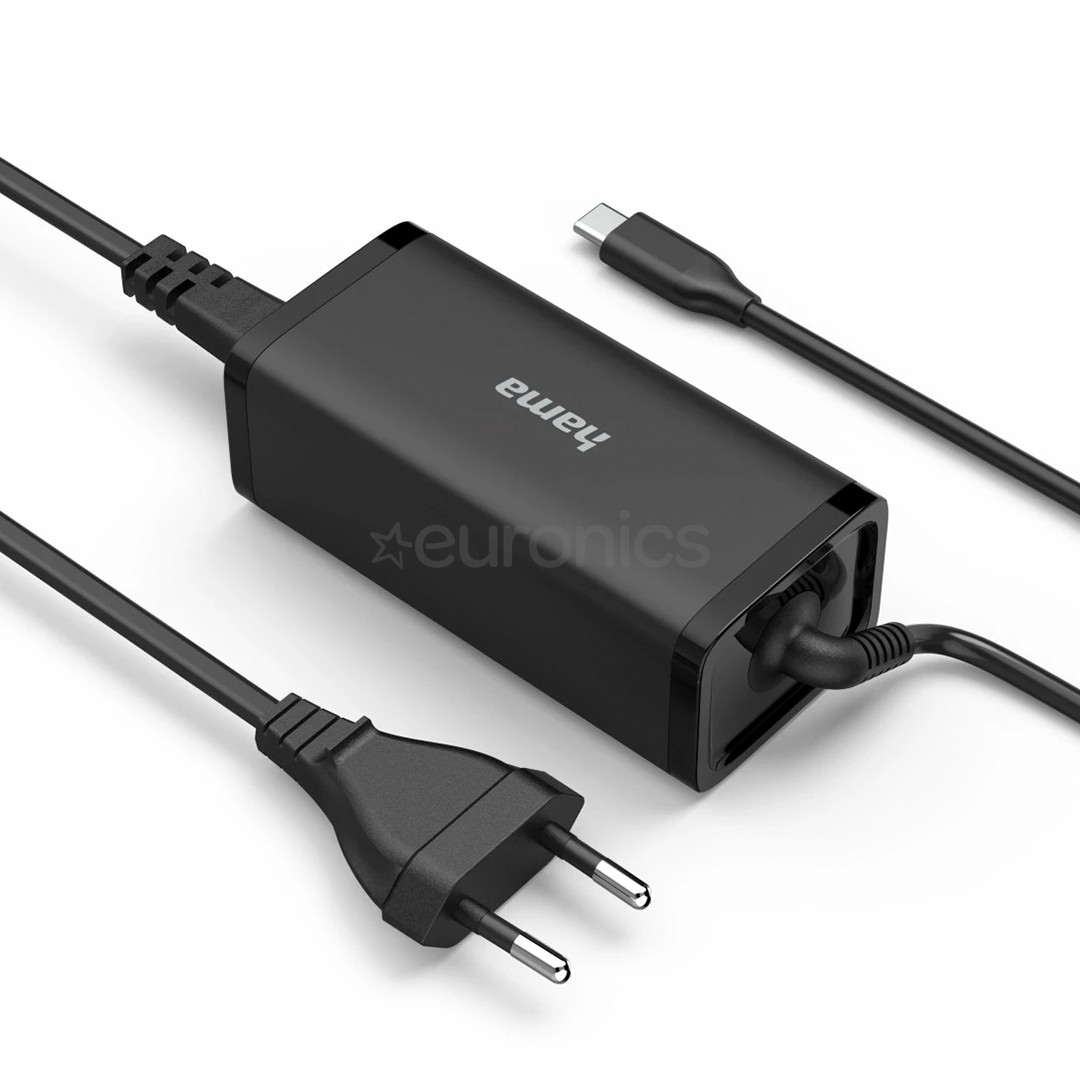 Hama Universal USB-C Notebook Power Adapter, GaN, USB-C, PD  5-20V/100W, black - Charger