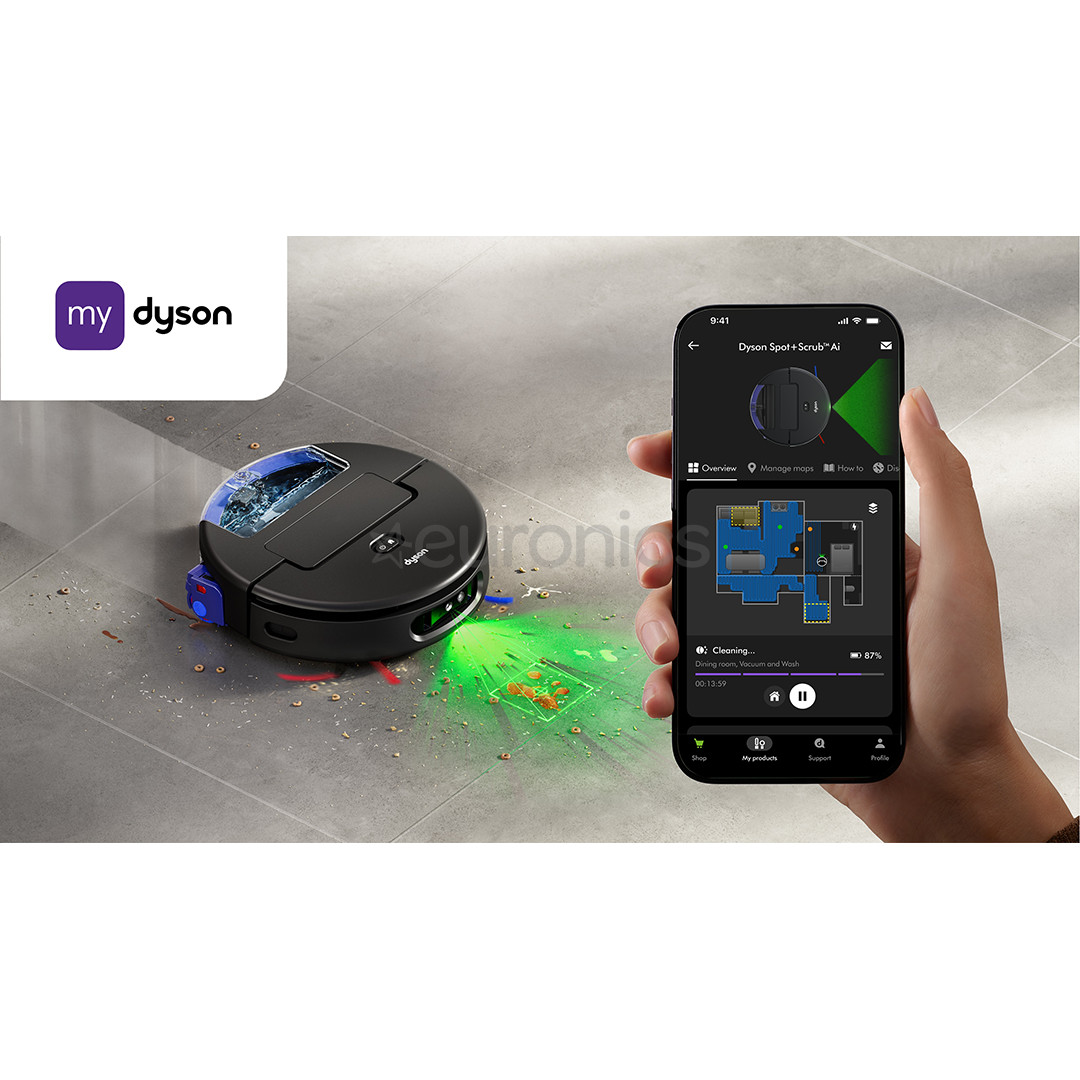 Dyson Spot+Scrub™ AI, märg- ja kuivpuhasuts, must - Robottolmuimeja