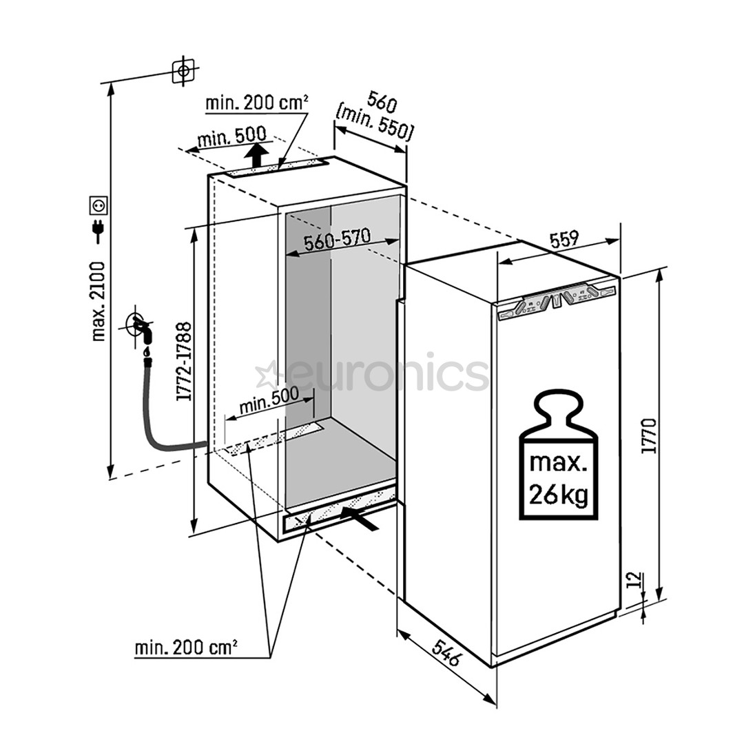 Liebherr Peak NoFrost, 213 L, kõrgus 177 cm - Integreeritav sügavkülmik