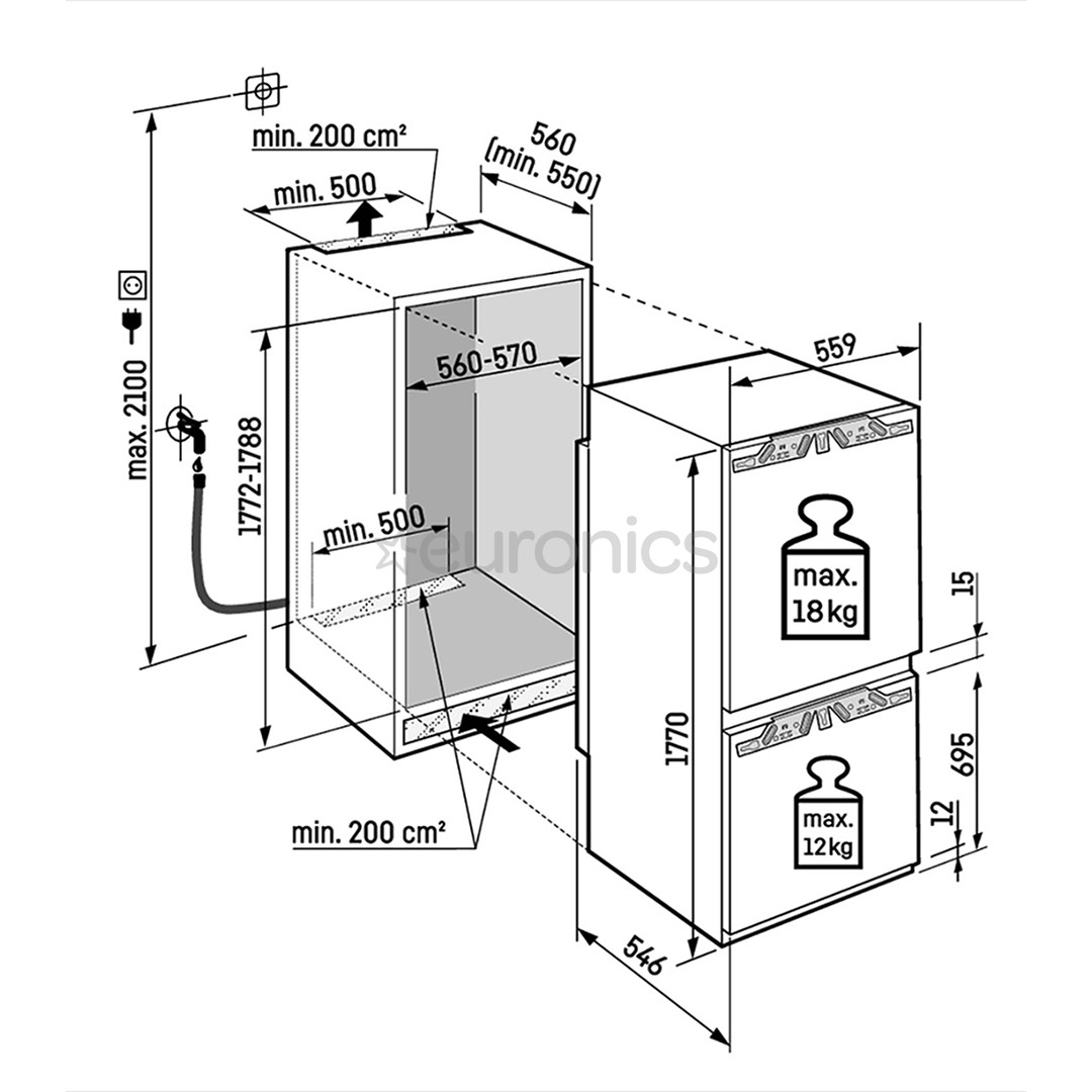 Liebherr peak BioFresh, NoFrost, 246 L, kõrgus 177 cm - Integreeritav külmik