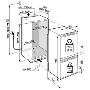 Liebherr Peak BioFresh NoFrost, 246 L, kõrgus 177 cm - Integreeritav külmik