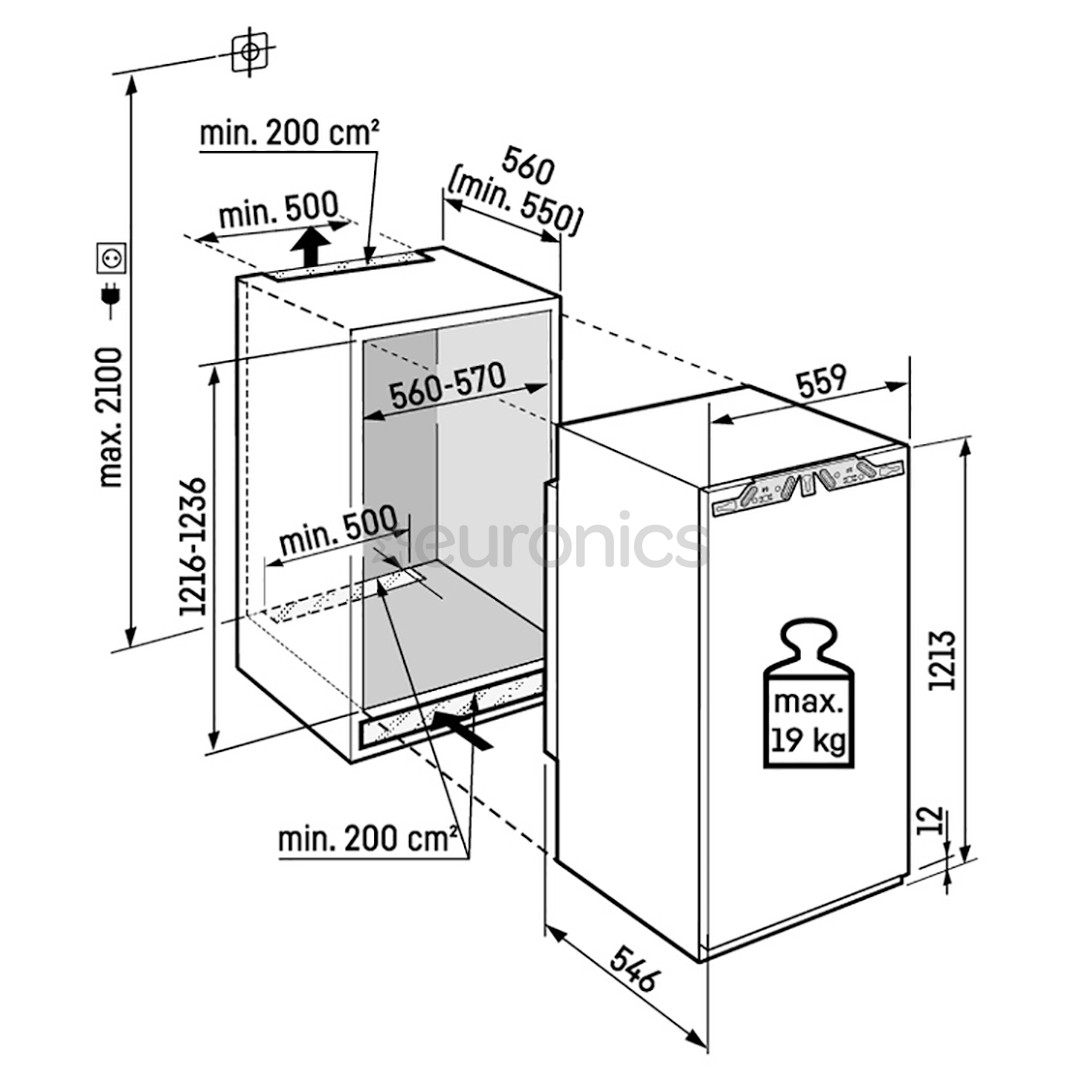 Liebherr plus BioFresh, 173 л, высота 122 см - Интегрируемый холодильник