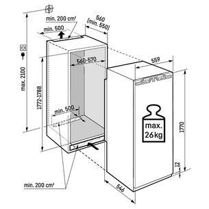 Liebherr peak BioFresh, 296 л, высота 177 см - Интегрируемый холодильный шкаф