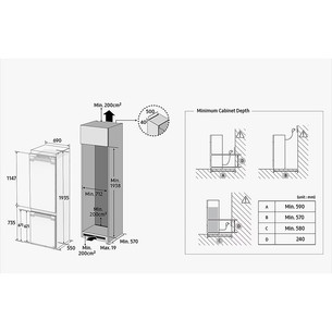 Samsung, NoFrost, 389 L, height 194 cm - Built-in refrigerator