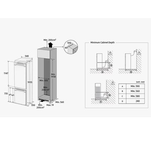 Samsung, NoFrost, 298 L, kõrgus 194 cm - Integreeritav külmik