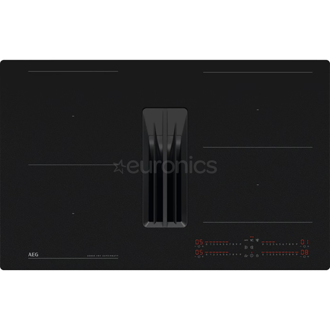 AEG 7000 Series SaphirMatt® Hob2Hood, laius 80 cm, must - Integreeritav induktsioonpliidiplaat õhupuhastiga