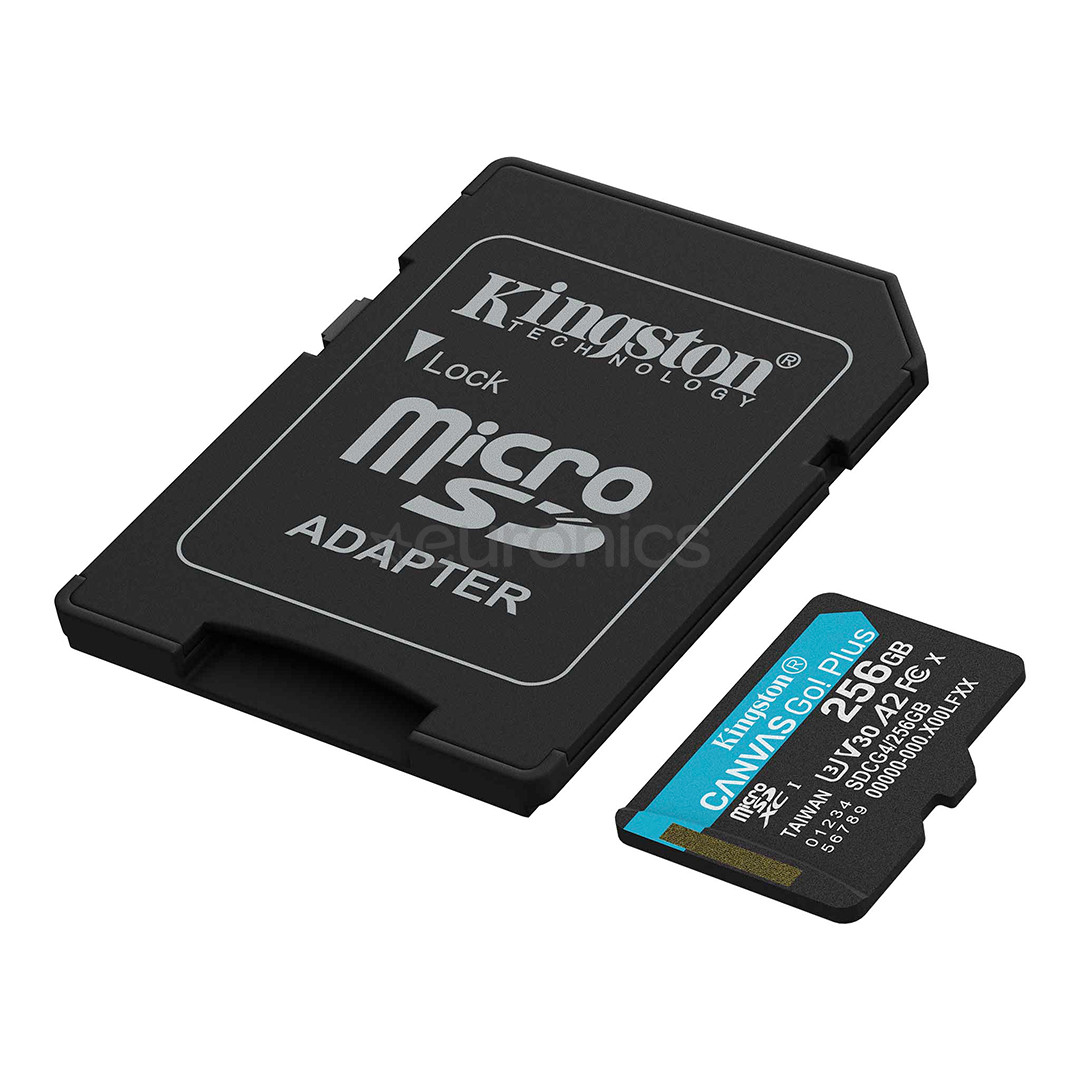 Kingston Canvas Go! Plus, microSDXC, 256 GB, must - Mälukaart