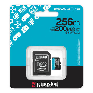 Kingston Canvas Go! Plus, microSDXC, 256 GB, must - Mälukaart