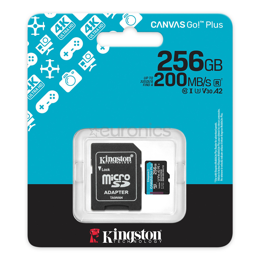 Kingston Canvas Go! Plus, microSDXC, 256 GB, must - Mälukaart