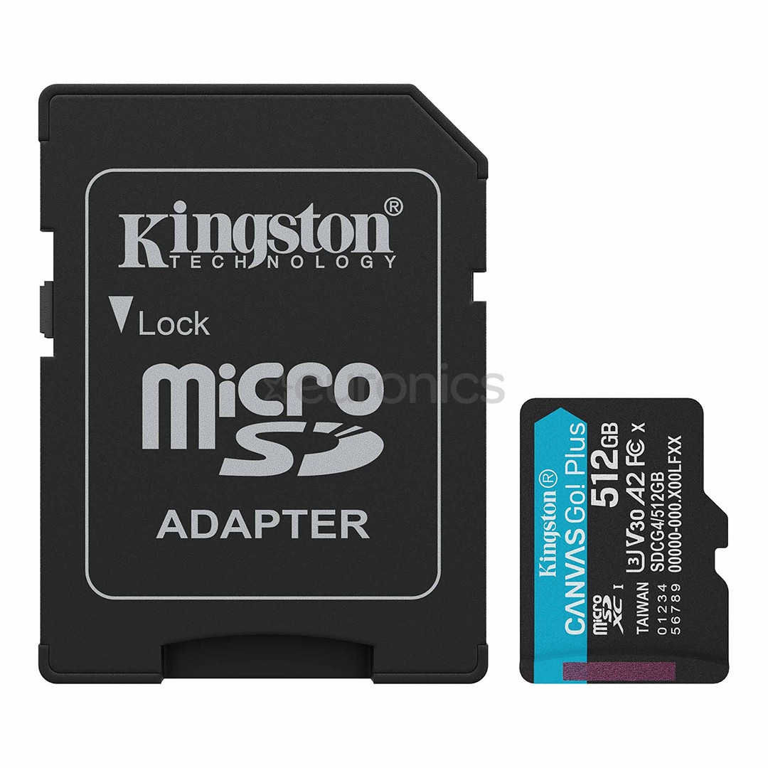 Kingston Canvas Go! Plus, microSDXC, 512 GB, must - Mälukaart