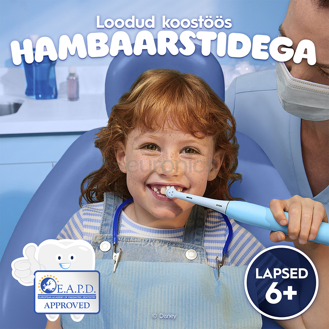 Braun Oral-B iO Kids, Disney, Stitch, sinine - Elektriline hambahari + vutlar