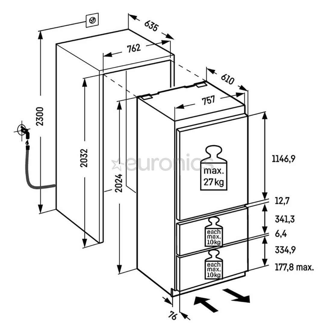 Liebherr BioFresh NoFrost, 402 L, kõrgus 203 cm - Integreeritav külmik