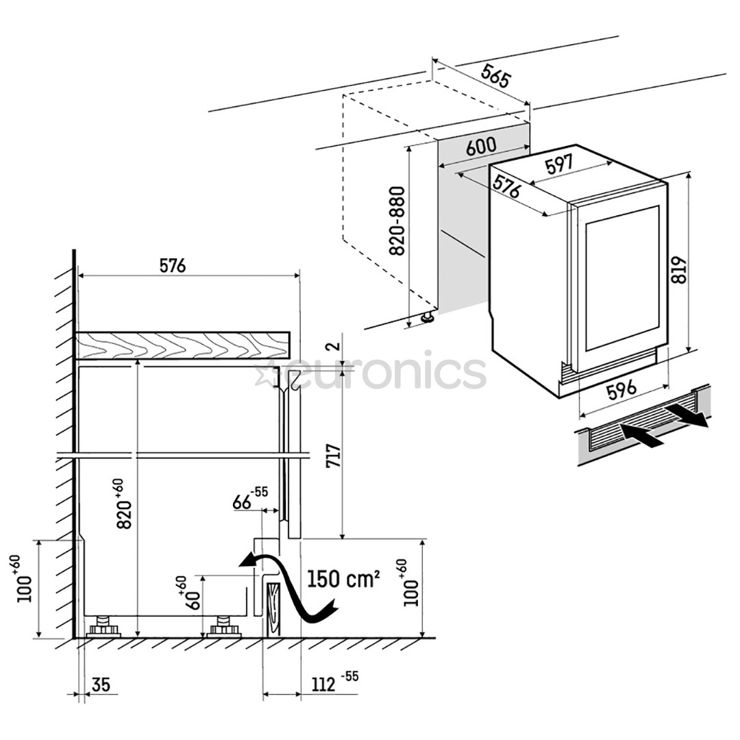 Liebherr Vinidor, 32 bottles, height 82 cm, black - Built-in wine cooler