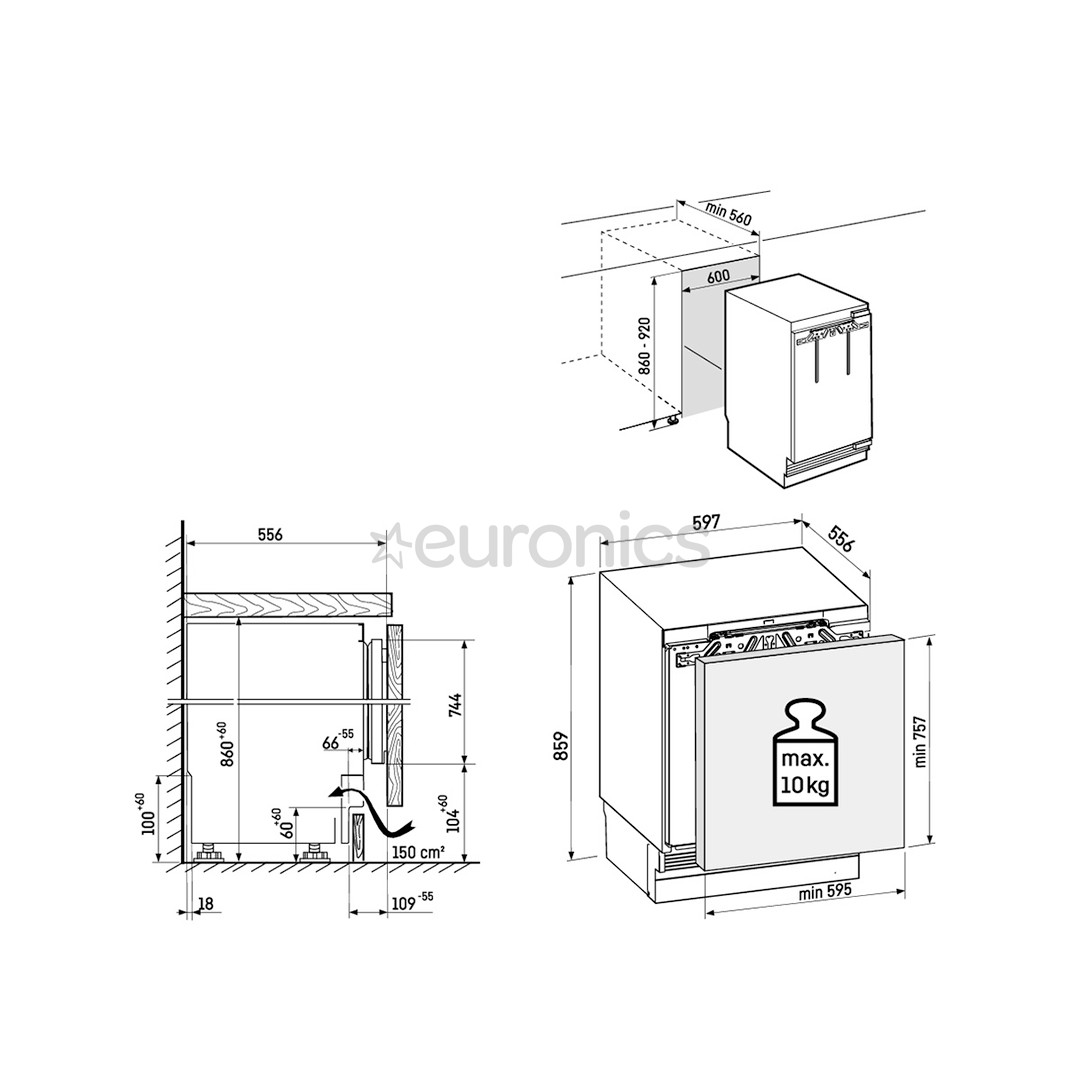 Liebherr, 124 L, kõrgus 82 cm - Integreeritav jahekapp