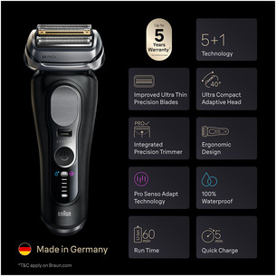 Braun Series 9 Pro+, Wet & Dry, must - Pardel