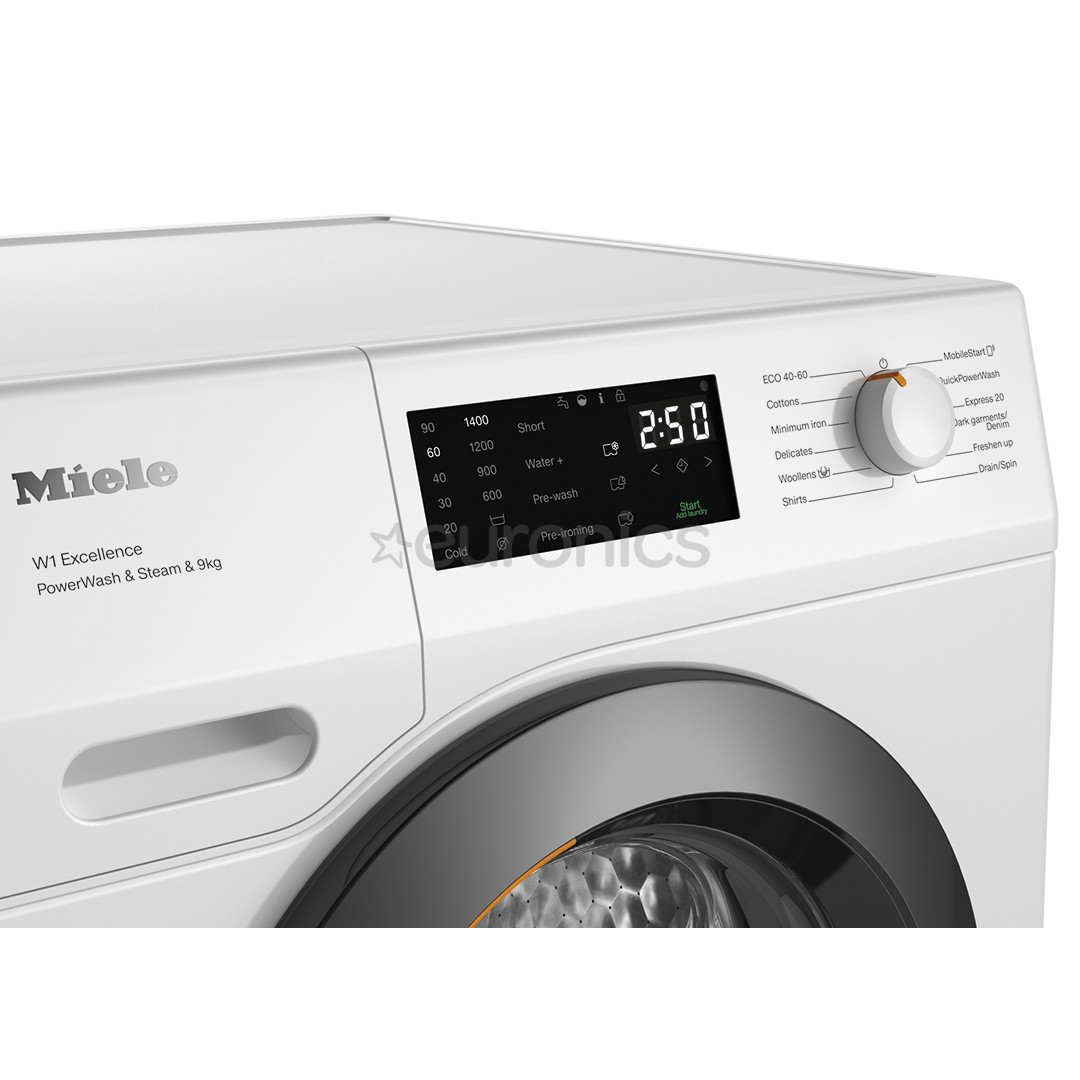 Miele W1 Excellence PowerWash & Steam, 9 kg, depth 63.6 cm, 1400 rpm - Front load washing machine