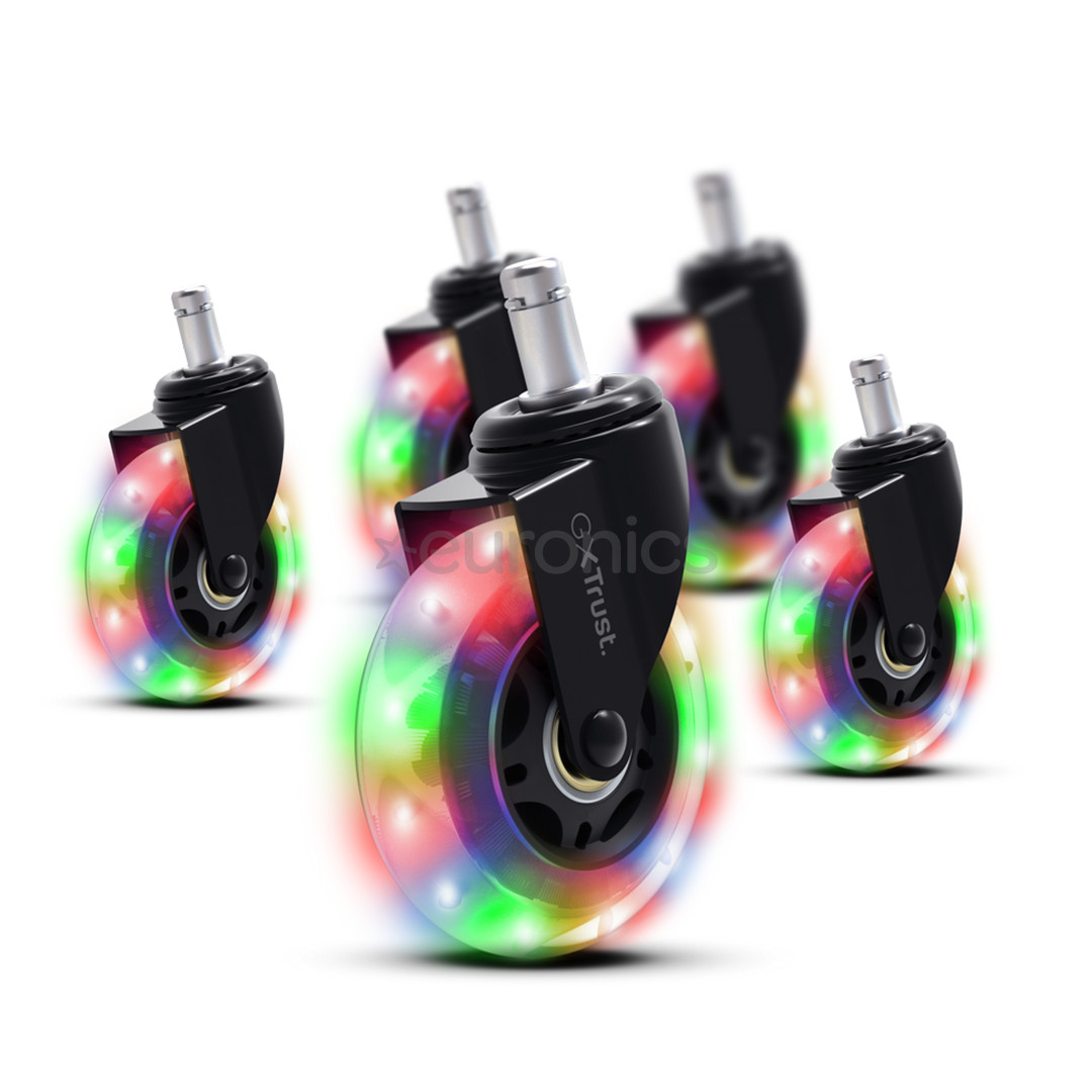 Trust GXT 701 Gel Chair Casters, LED, 5 pc, black - Wheels for gaming chair