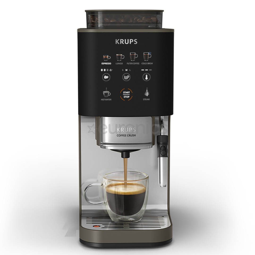 Krups Coffee Crush Experience, must/hõbedane - Espressomasin