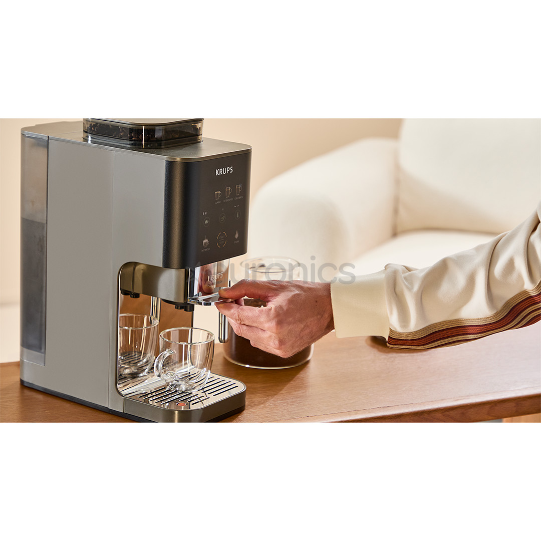 Krups Coffee Crush Experience, must/hõbedane - Espressomasin