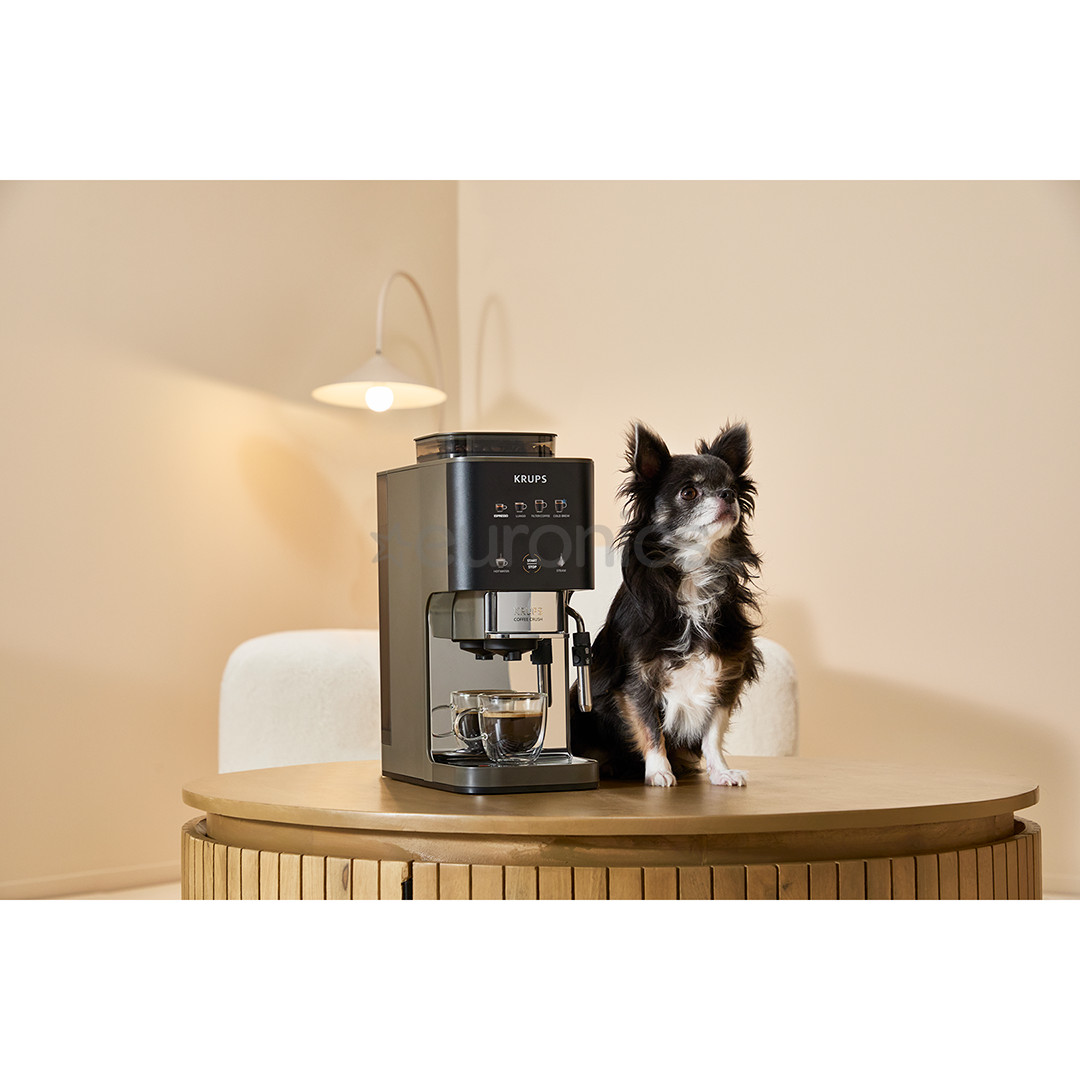Krups Coffee Crush Experience, must/hõbedane - Espressomasin