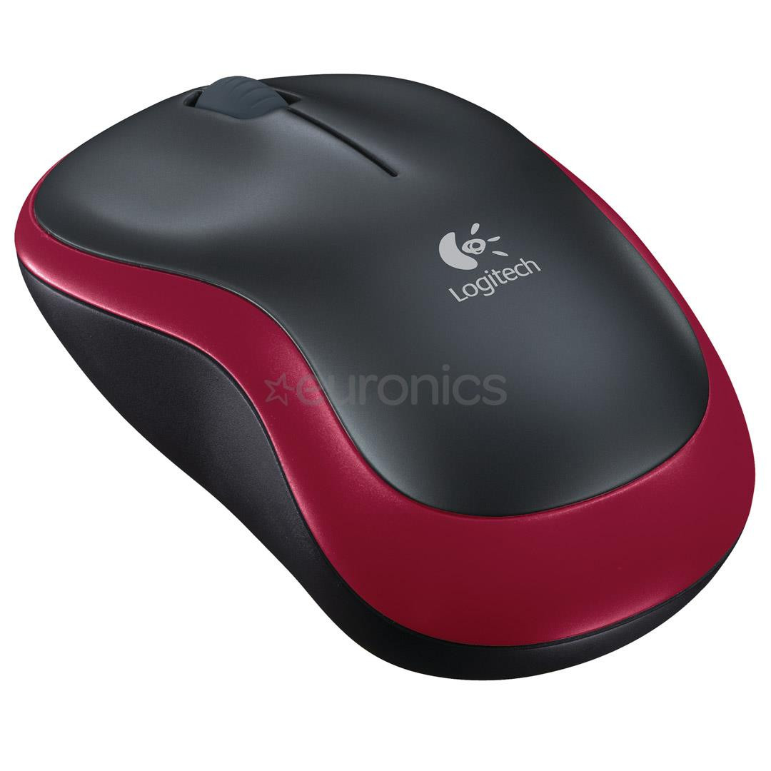 Logitech M185, hall/punane - Juhtmevaba optiline hiir