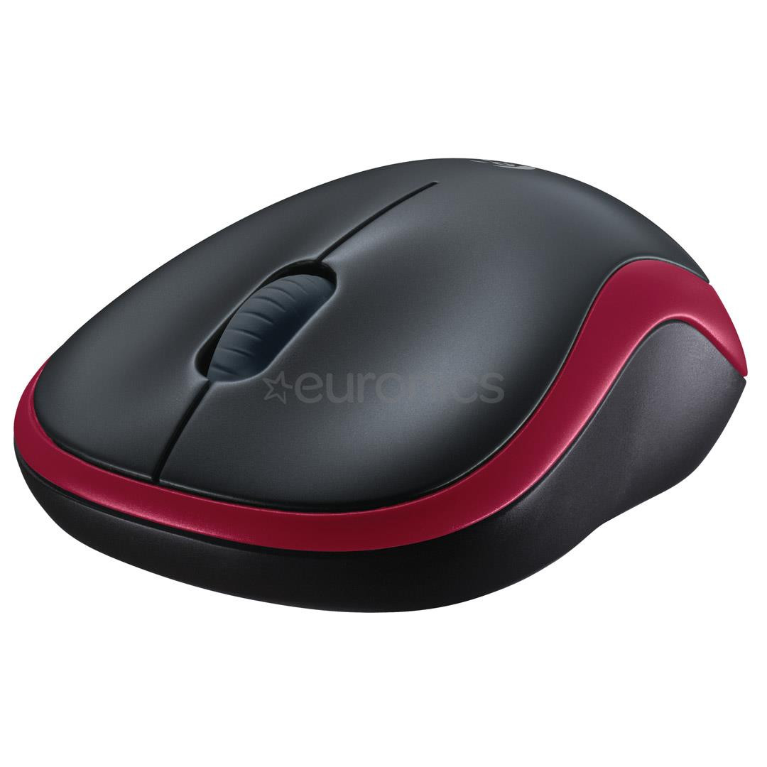 Logitech M185, hall/punane - Juhtmevaba optiline hiir