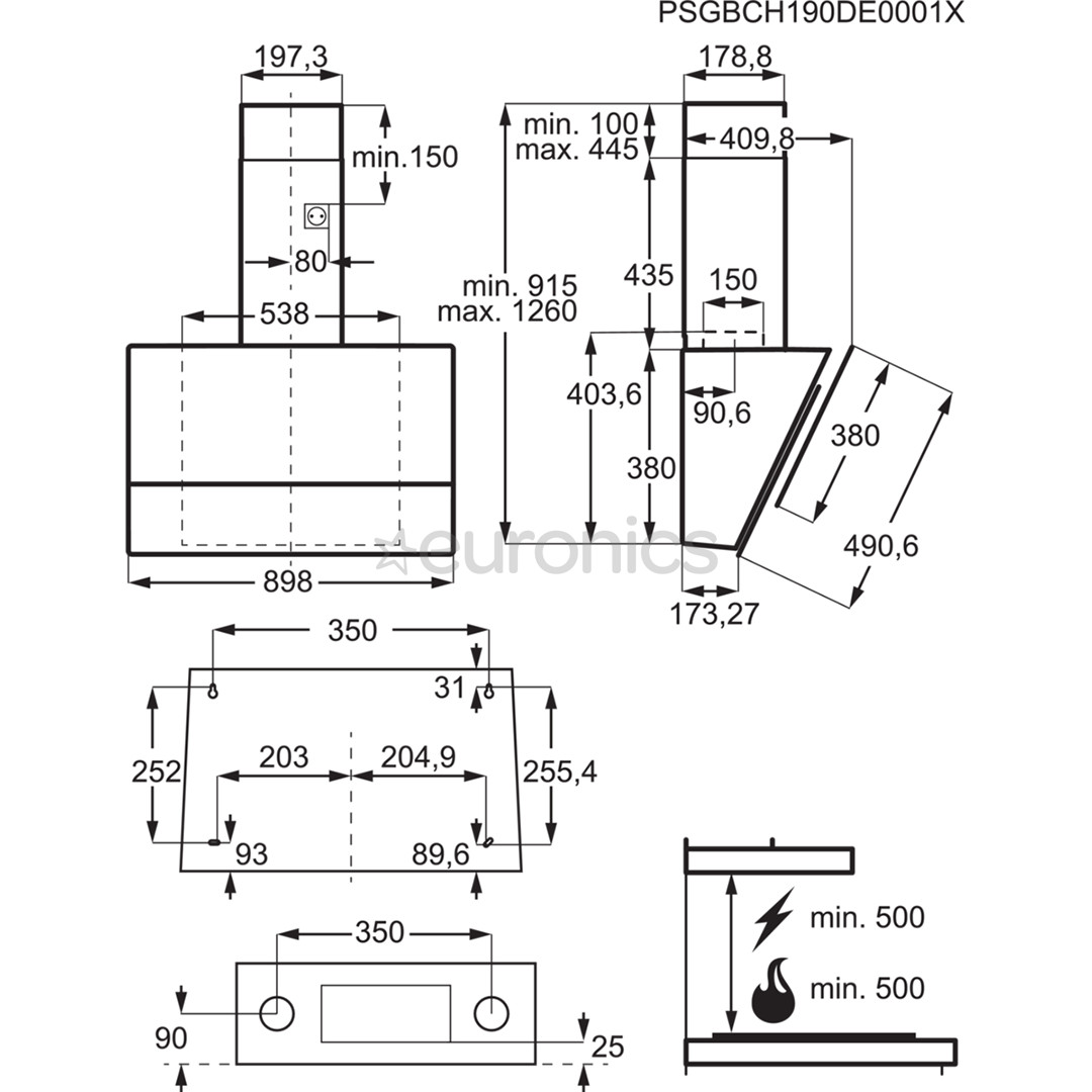 Electrolux, 700 m³/h, laius 89.8 cm, must - Õhupuhasti