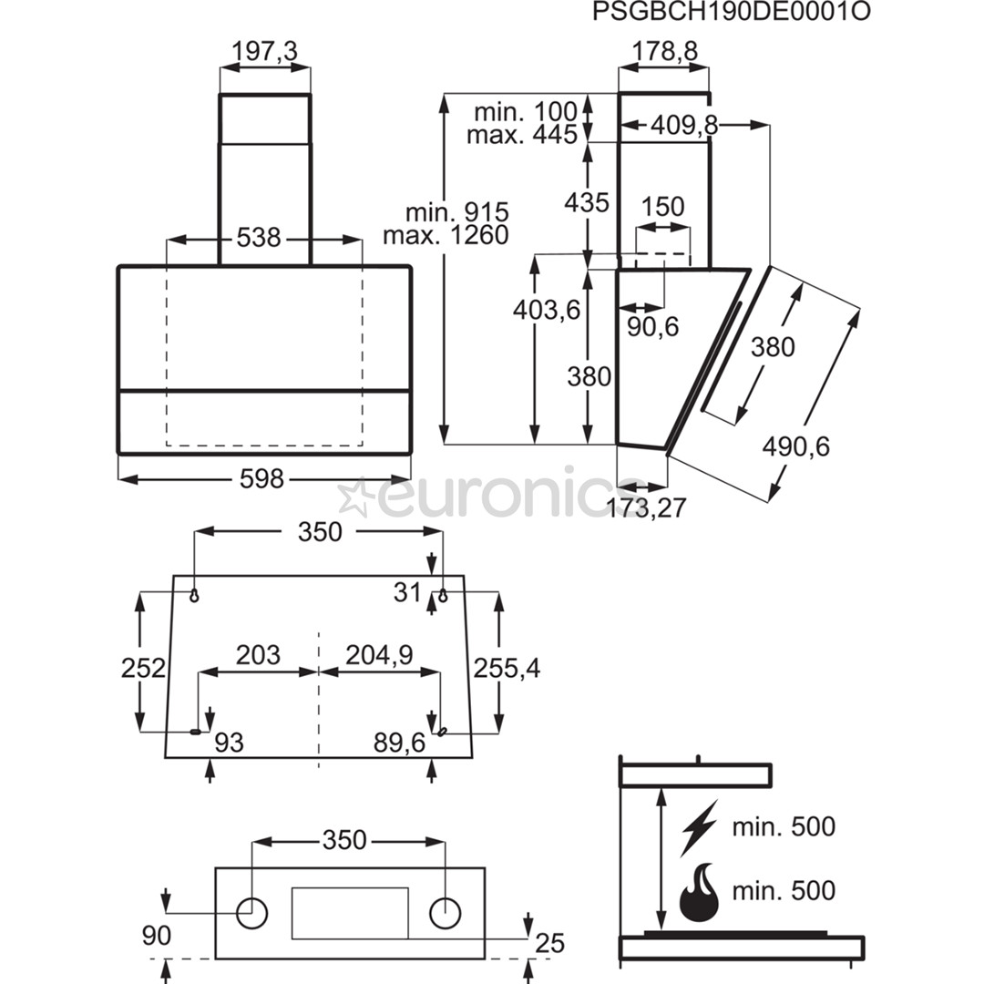 Electrolux, 615 m³/h, laius 59.8 cm, must - Õhupuhasti