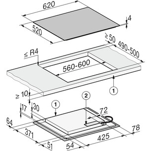 Miele, laius 62 cm, must - Integreeritav induktsioonpliidiplaat