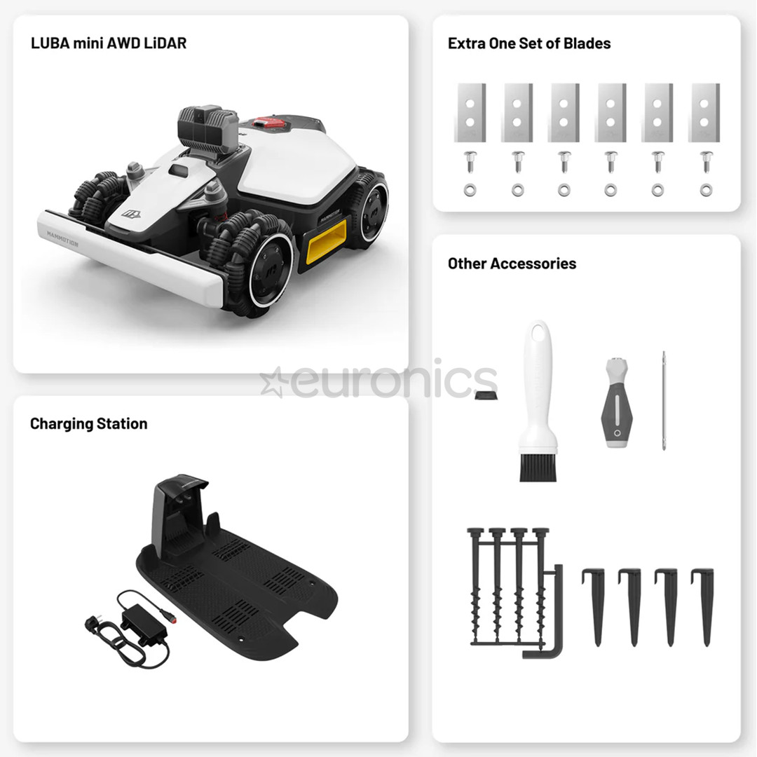 Mammotion LUBA mini AWD LiDAR 1500, valge/must - Robotmuruniiduk