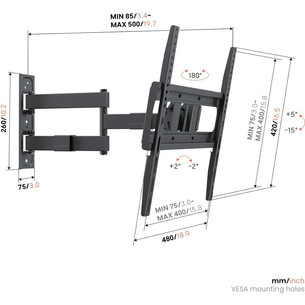 Vogel's UP 4043 Full-Motion M, 32-65", must - Teleri seinakinnitus