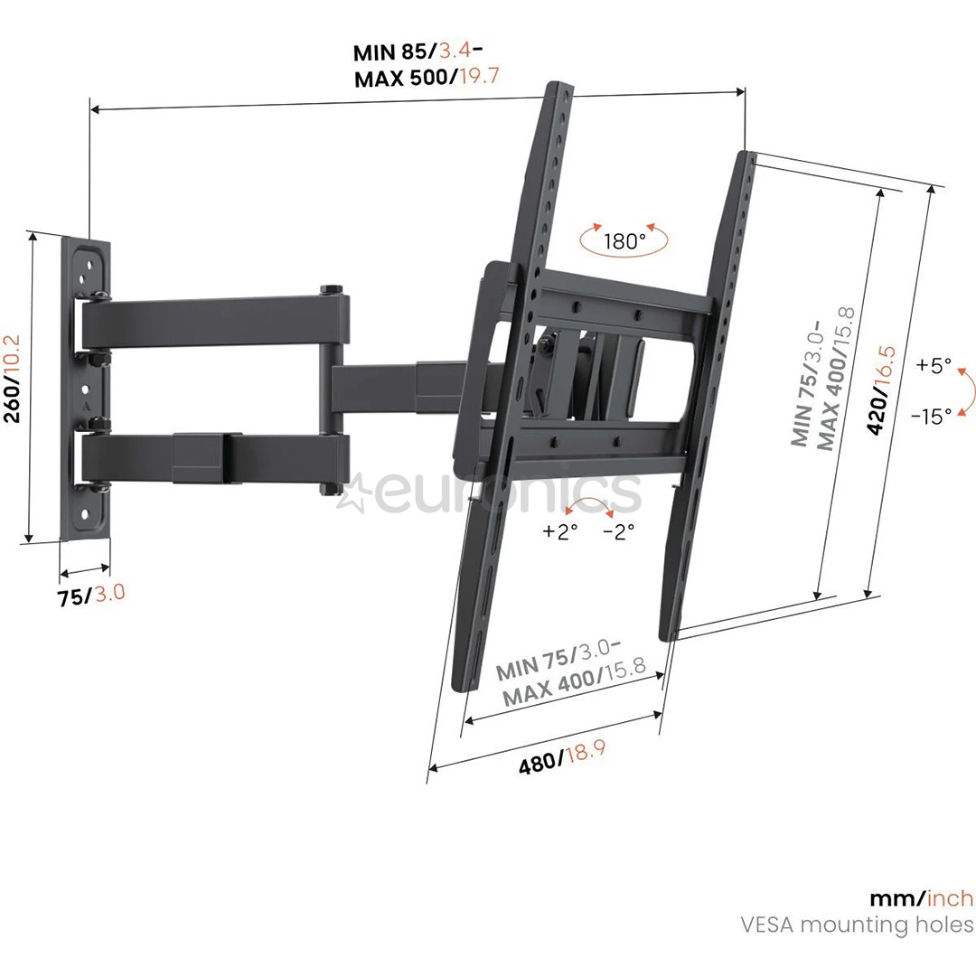 Vogel's UP 4043 Full-Motion M, 32-65", must - Teleri seinakinnitus
