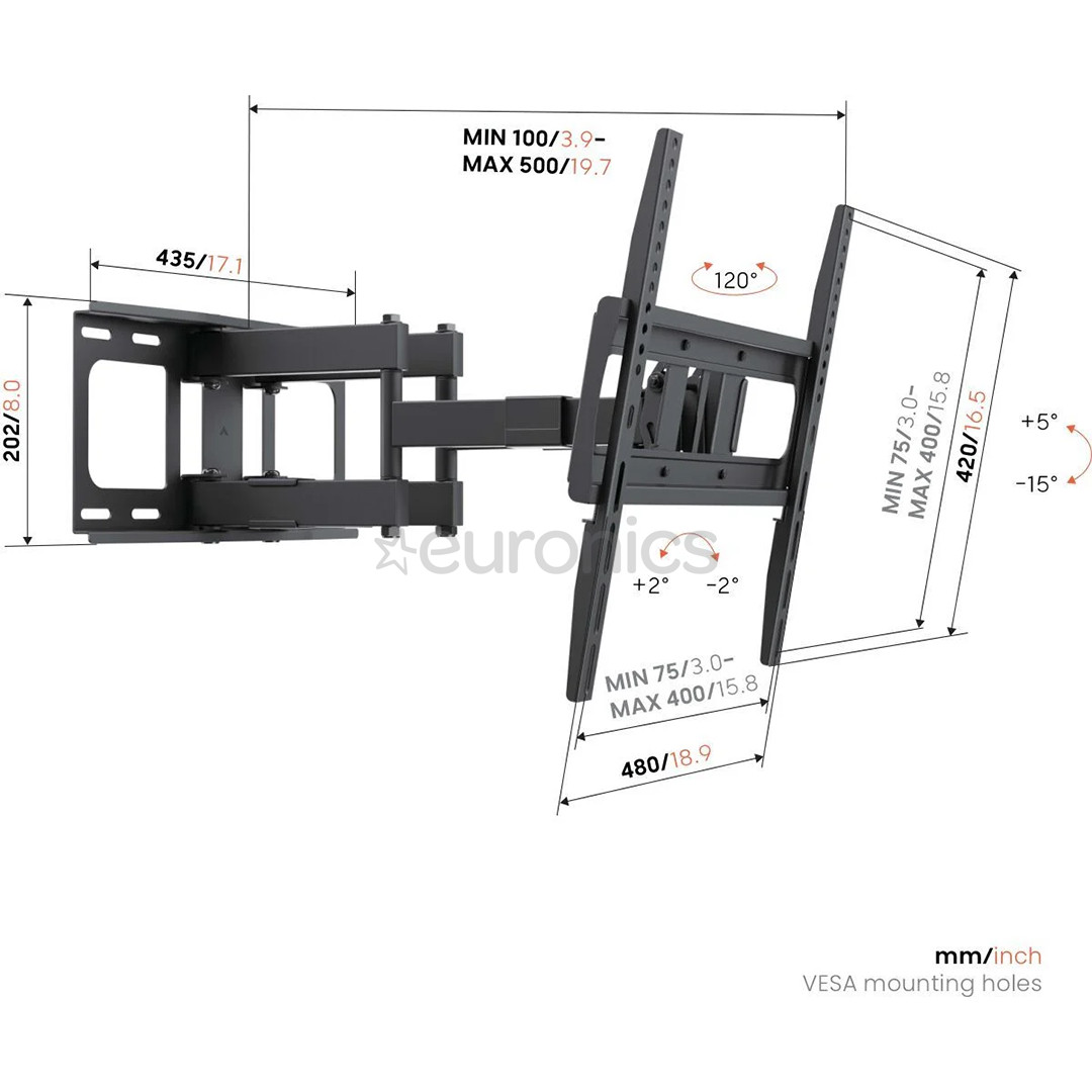 Vogel's UP 4053 Full-Motion M, 32-65", must - Teleri seinakinnitus