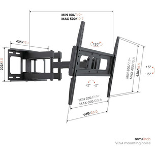 Vogel's UP 6053 Full-Motion L, 40-80", must - Teleri seinakinnitus
