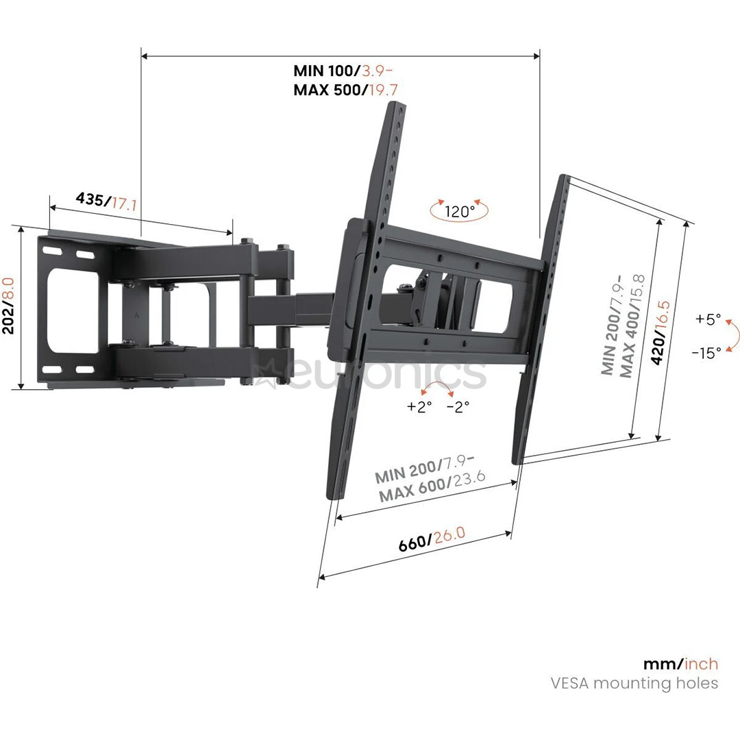 Vogel's UP 6053 Full-Motion L, 40-80", must - Teleri seinakinnitus