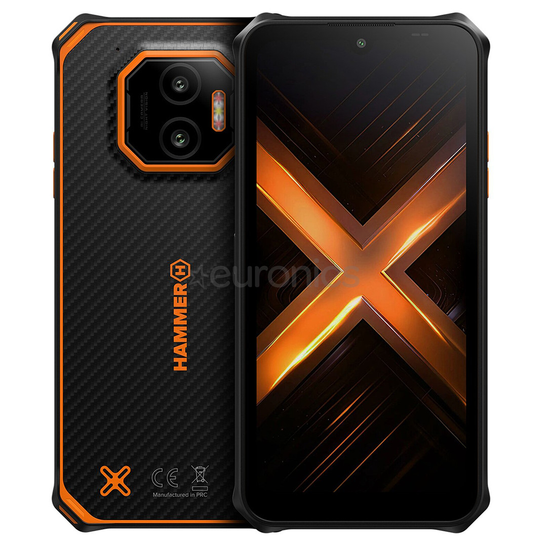 HAMMER Energy X2 5G, 6GB, 128GB, must/oranž - Nutitelefon