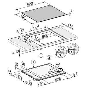Miele, PowerFlex tsoon, laius 62 cm, mattmust - Integreeritav induktsioonpliidiplaat