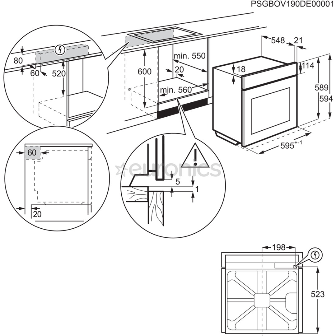 Electrolux 700 Seeria MealAssist with PizzaExpert 700, 72 L, pürolüütiline puhastus, must - Integreeritav ahi