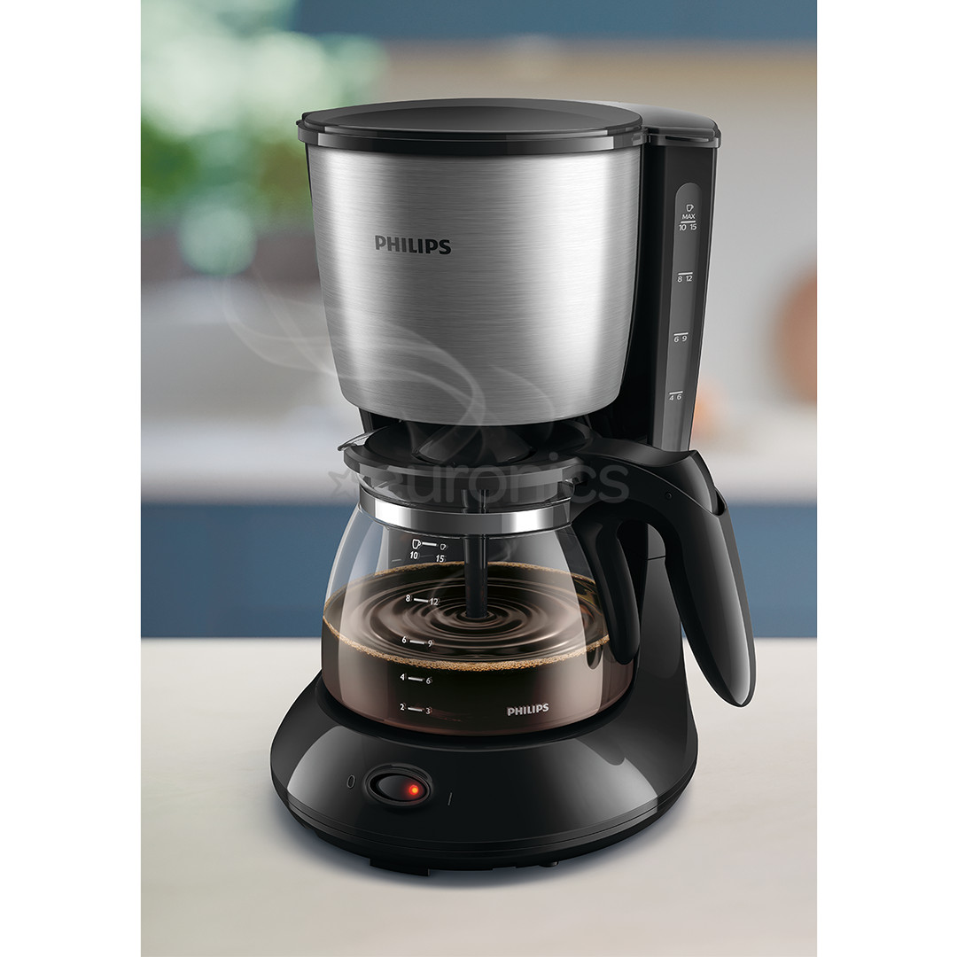 Philips Daily Collection, water tank 0.6 L, black/silver - Coffee Maker