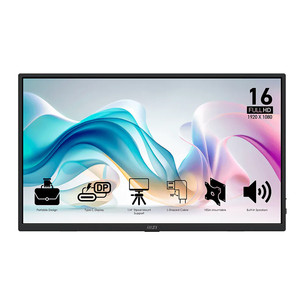 MSI PRO MP165 E6, 16'', USB-C, must - Kaasaskantav monitor 9S6-3PE50M-001