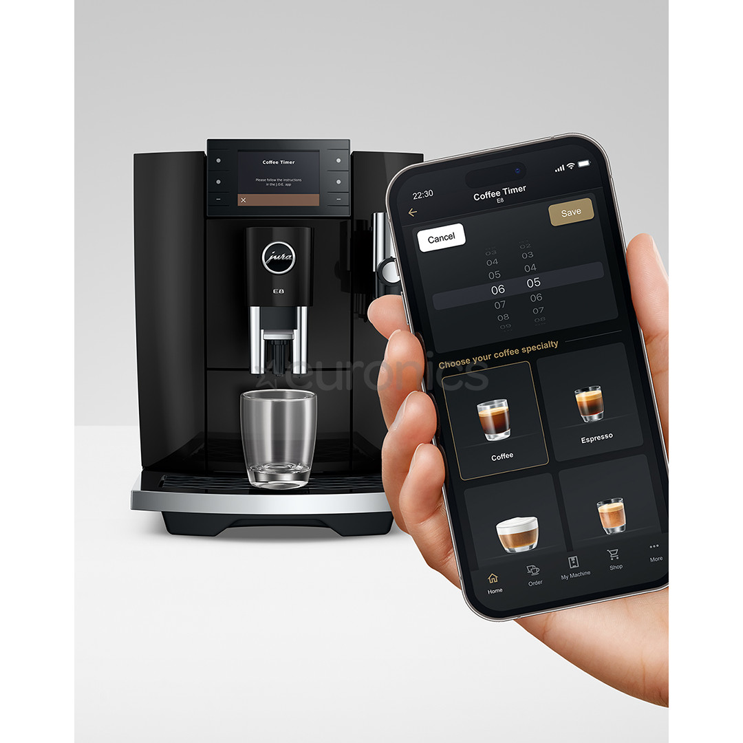 JURA E8 Piano Black (ED), must - Espressomasin