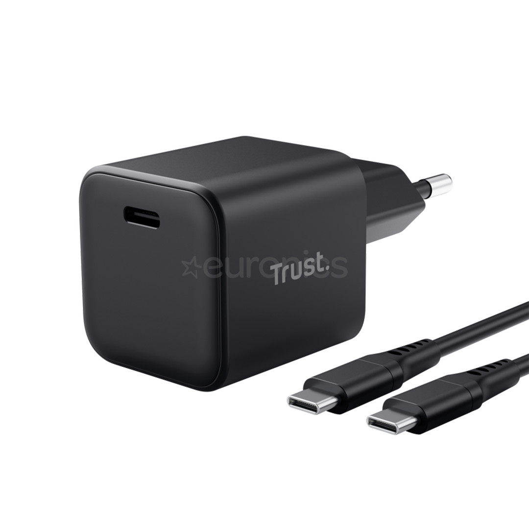 Trust Maxo Ultra-small 65W USB-C GaN Charger, must - Laadija